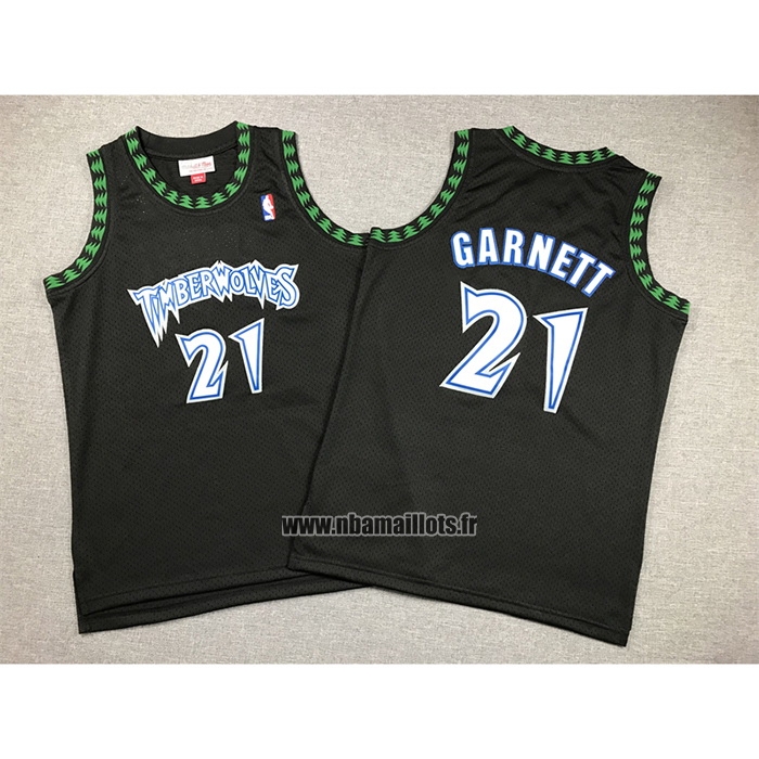 Maillot Enfant Minnesota Timberwolves Kevin Garnett NO 21 Hardwood Classics Throwback 1997-98 Noir